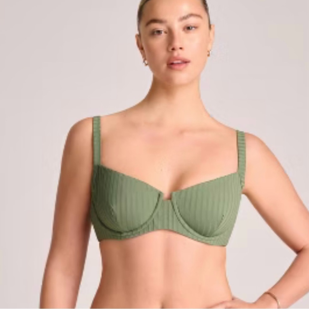 Vitamin A Olive Ribbed Underwire Bikini Top